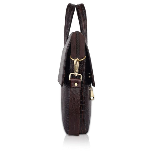 Vinay Flap Genuine Leather Slim Laptop Bag/ Office Bag Hive